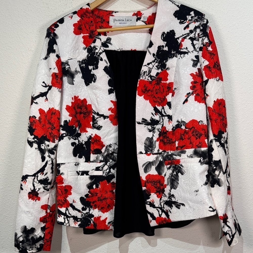 Patrizia Luca Milano black and red Large artsy blazer size Large